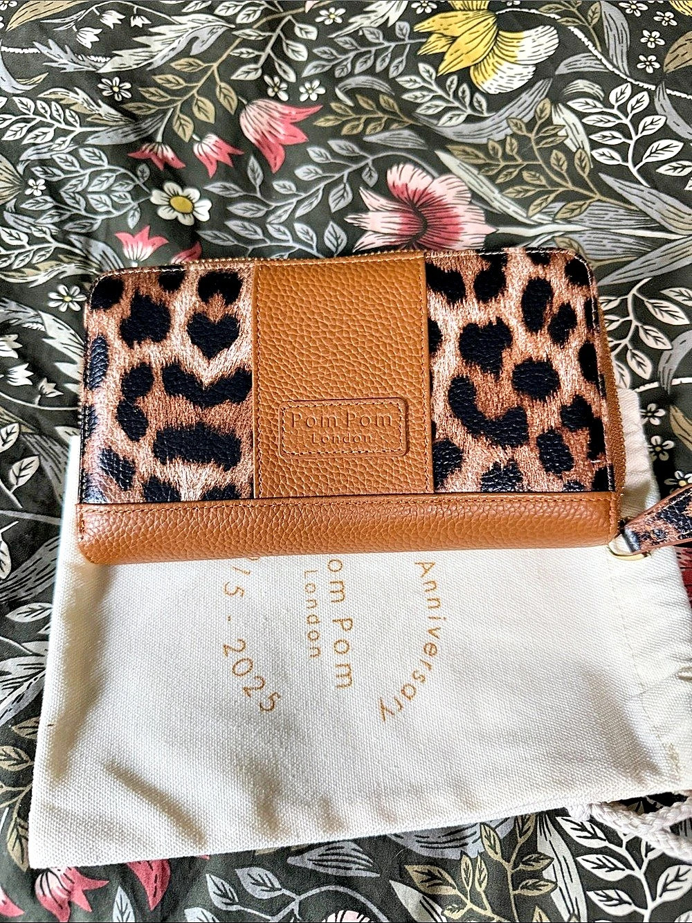 Pom Pom London Chelsea Wallet Purse Leather Leopard Print & Maple - Like N